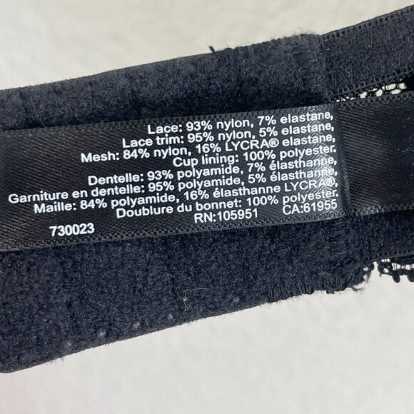 Natori Feathers Underwire Bra 36C Black Lace Nylon Mesh 730023 - Picture 6 of 10